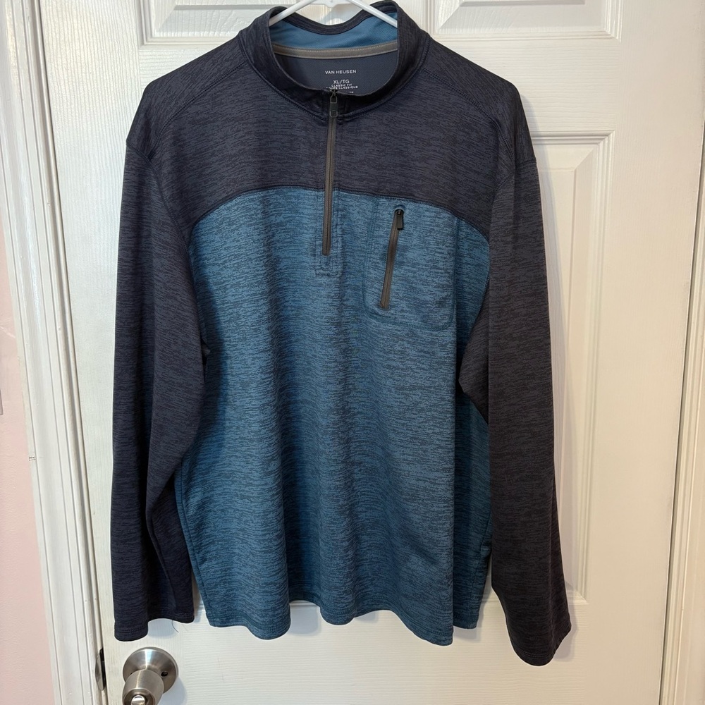 Van Heusen Blue Two-Toned Quarter Zip Pullover